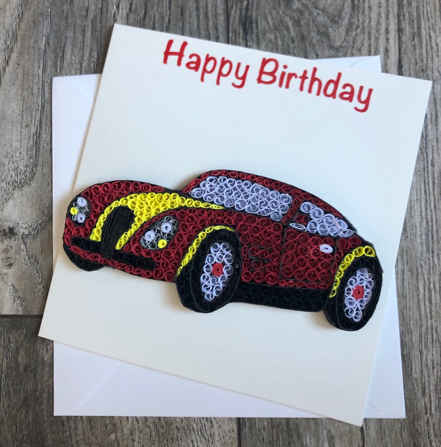 Stunning handmade quilled Car Card