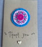 Hand Embroidered Flower Thank you Card - Image 1