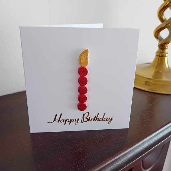 Quilled candle birthday gift card