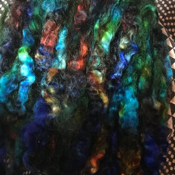 15g of magical woods long wool curly locks, sheep fleece, Leicester sheep 