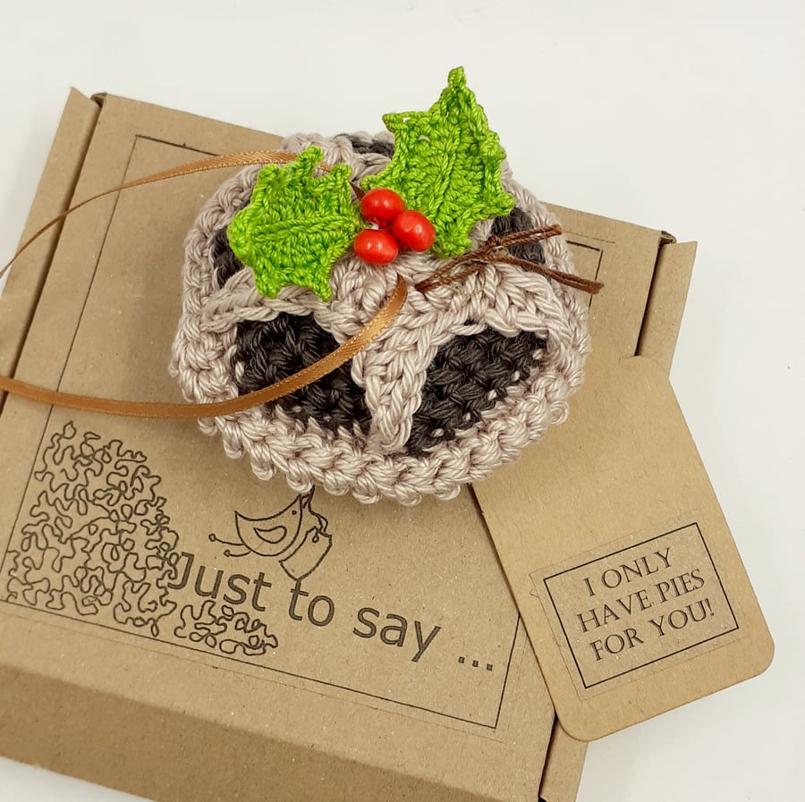 Crochet Mince Pie Decoration  - Alternative to a Greetings Card 