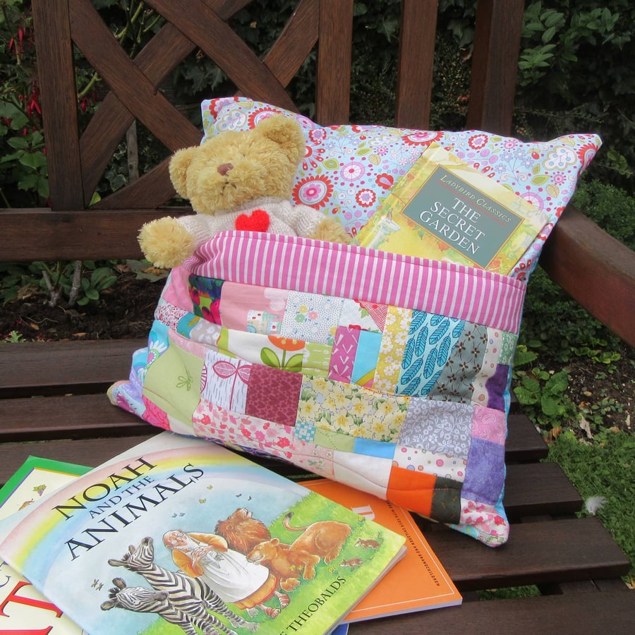 Patchwork Storage Cushion Cover for Books and Toys