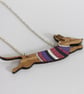 Oak Sausage Dog in Jumper Necklace - Sterling Silver Chain - Image 3