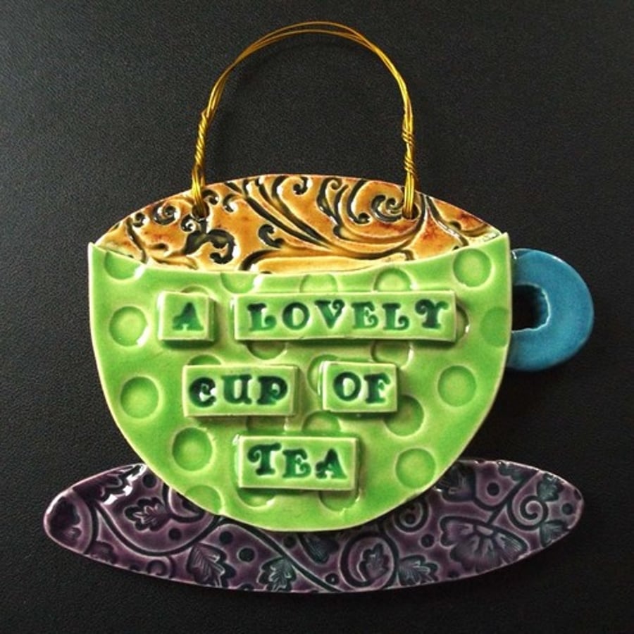 A lovely cup of tea hanging decoration