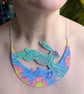 The Moon Hare – Handmade Textile Statement Necklace - Image 4