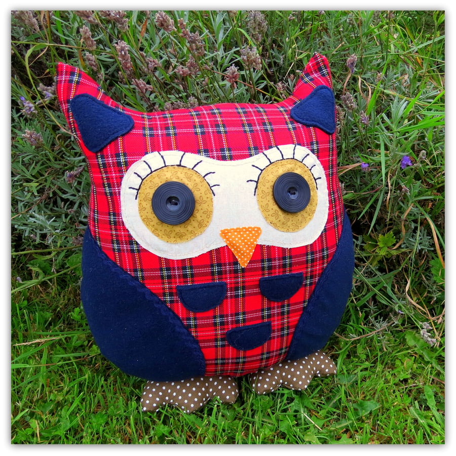SALE!!!  Clarence, a large owl cushion.  35cm tall.