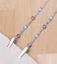 Napkin Clips - Sesame Jasper and blue bead neck chain napkin holder - Image 1