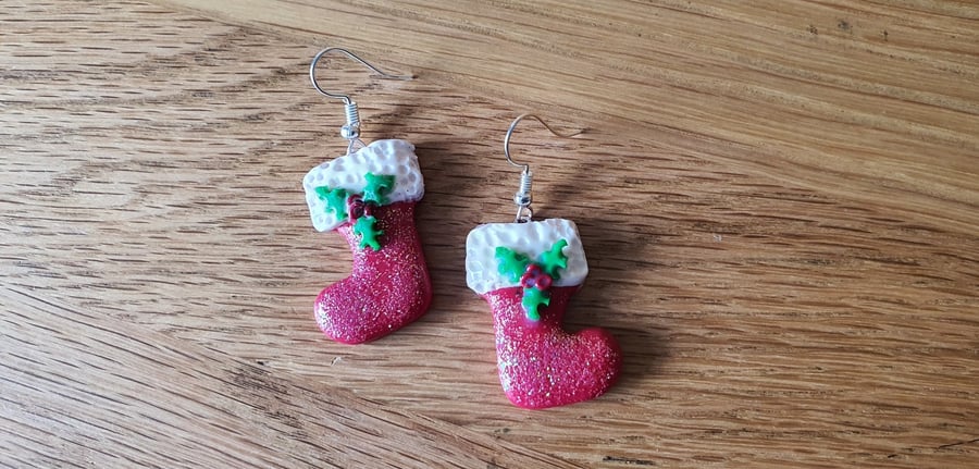 Christmas Santa Boots Drop Earrings