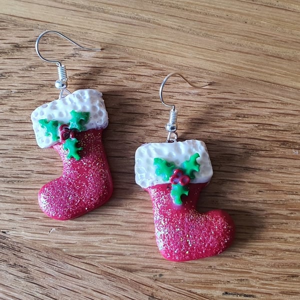 Christmas Santa Boots Drop Earrings