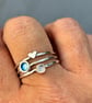 Rainbow Moonstone Stack Ring, silver stack ring, enamel ring, enamel stack ring, - Image 4