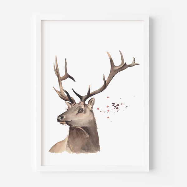 Deer watercolour print