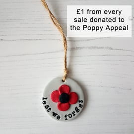 Remembrance Poppy hanging decoration or Magnet