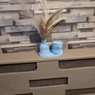 Blue and White Marbled Ecoresin Tray, Jar and Vase Set