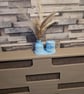 Blue and White Marbled Ecoresin Tray, Jar and Vase Set