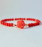 Red Bamboo Coral Bracelet, Carved Coral Rose, Birthday, Anniversary, Valentine