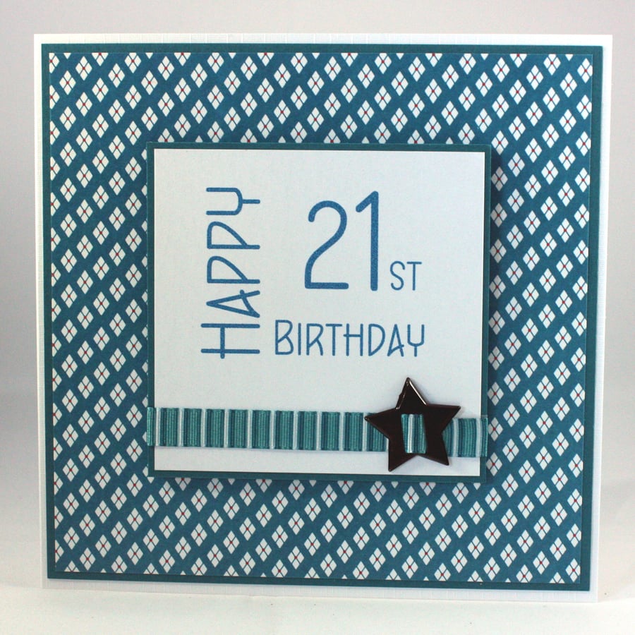 Handmade 21st Birthday card  - insert can be personalised