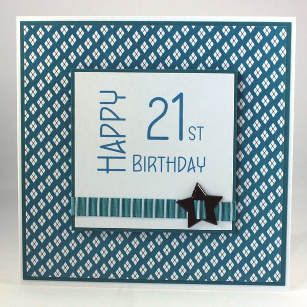 Handmade 21st Birthday card  - insert can be personalised