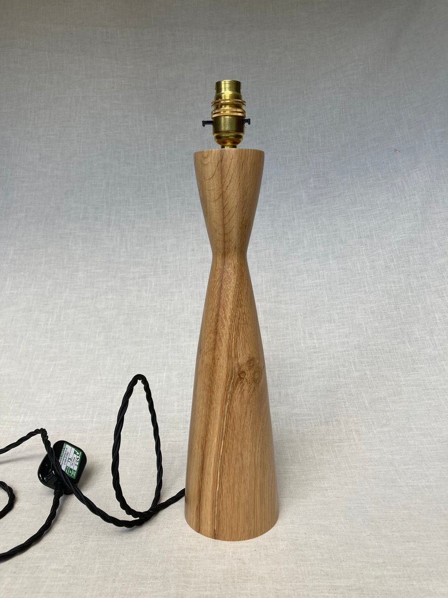 SECONDS SALE - Large hand turned oak lamp base 1, oak table lamp. 42.5cm tall.