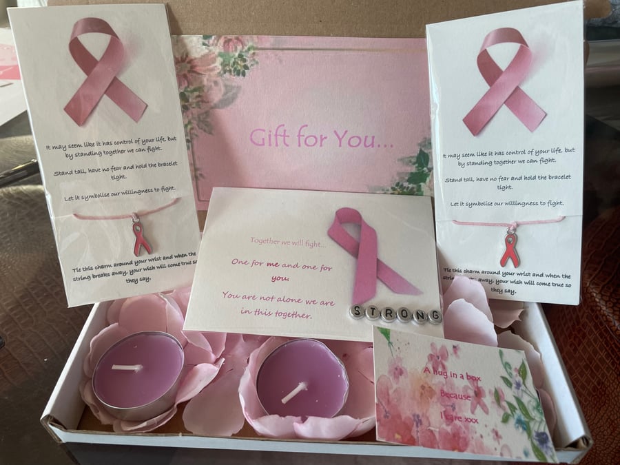 Breast cancer awareness letter box gift bracelets sentimental meaningful hamper