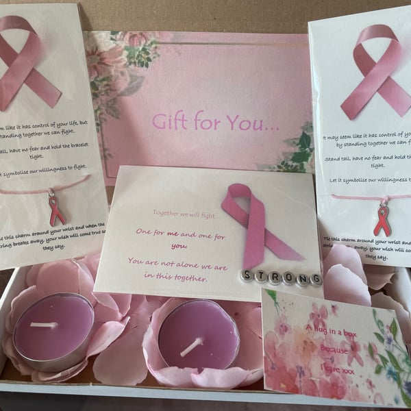 Breast cancer awareness letter box gift bracelets sentimental meaningful hamper
