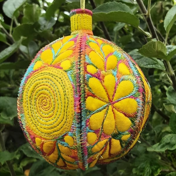 Yellow Christmas Bauble Decoration 