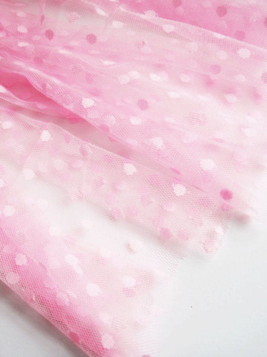 Bright bubblegum pink spot tulle fabric