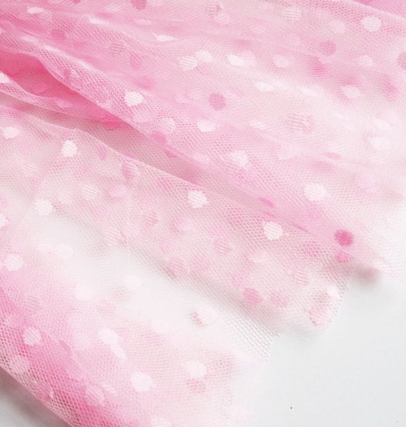 Bright bubblegum pink spot tulle fabric