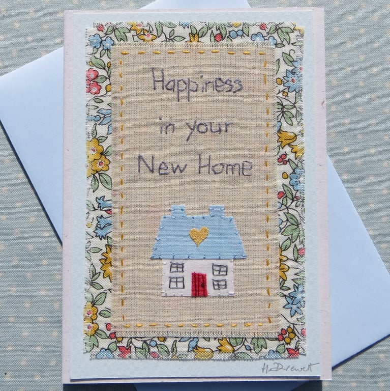Hand-stitched new home card to brighten up a busy day of un-packing!