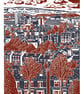 Sheffield City View No.4 A3 poster print (dark red & dark blue)