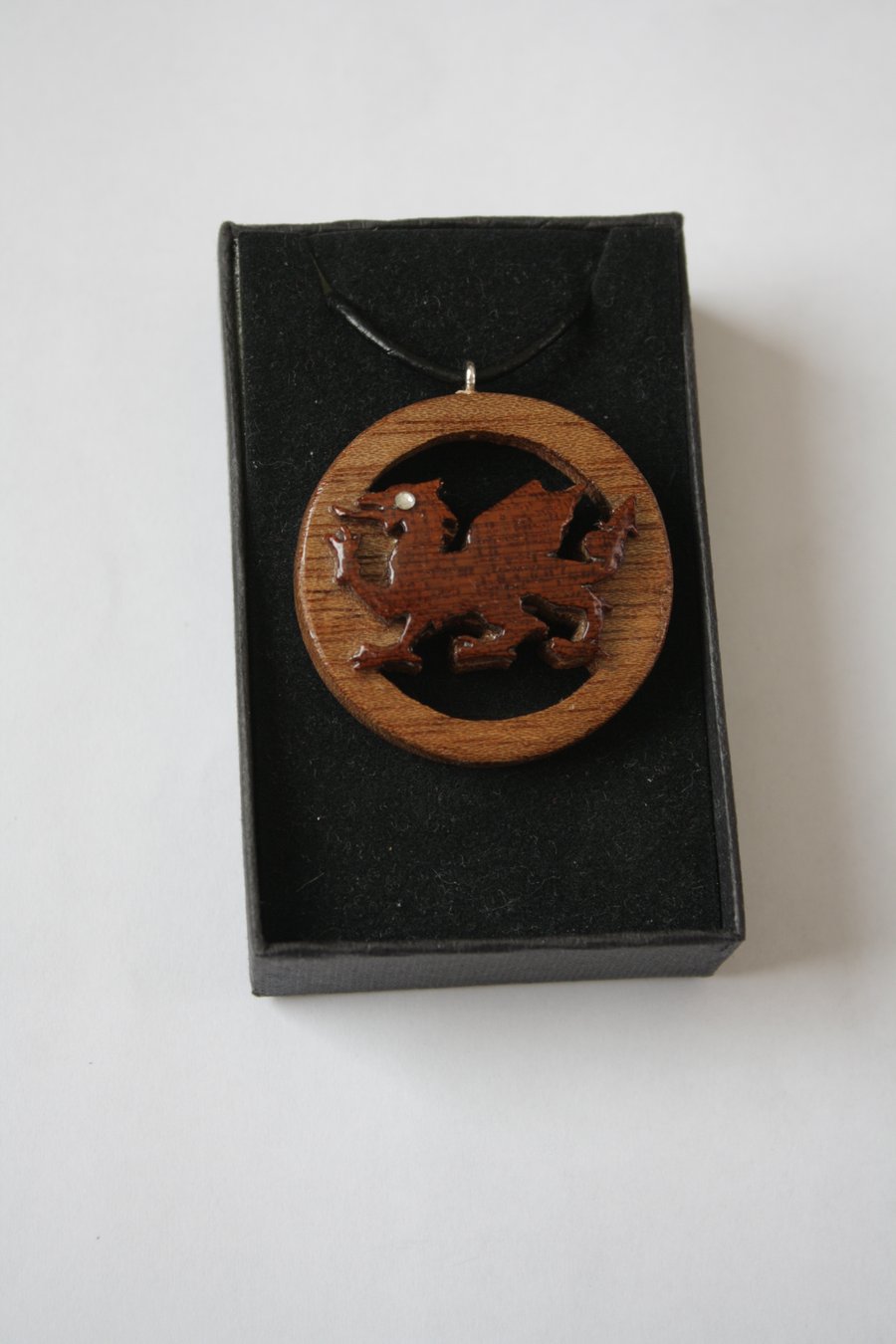 Wooden Dragon Pendant Necklace