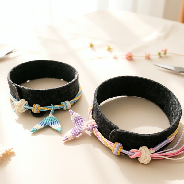 Ocean Echoes: Hand-Woven Mermaid Tail Parent-Child Bond Bracelet Set