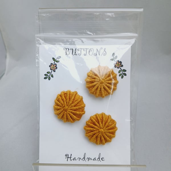 Buttons Gold 30mm Handmade Embroidered Yorkshire Style