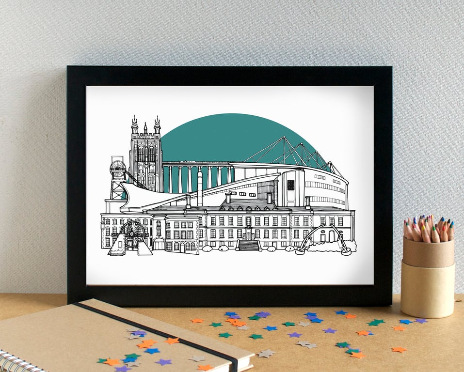 Wrexham Skyline Art Print