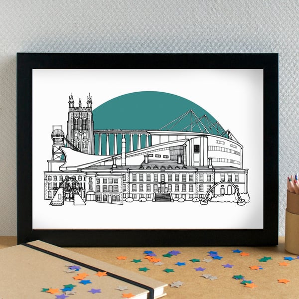 Wrexham Skyline Art Print