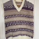 Hand Knit - Tank Top - Purple and Cream