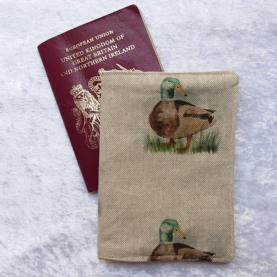 Passport Cover.  Passport sleeve.  Ducks design.