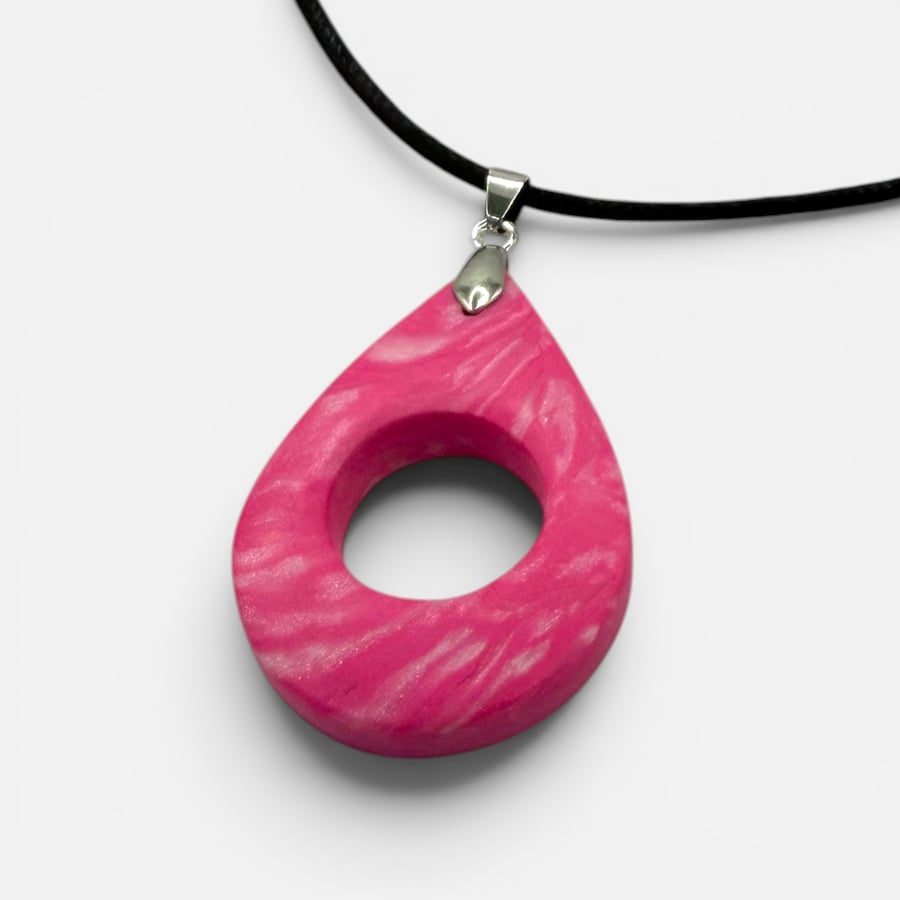 Pink and White Marbled Glasses Holder Necklace