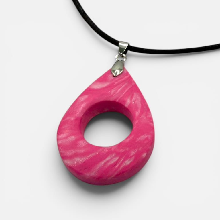 Pink and White Marbled Glasses Holder Necklace