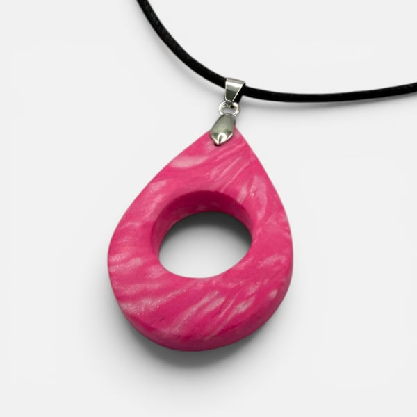 Pink and White Marbled Glasses Holder Necklace
