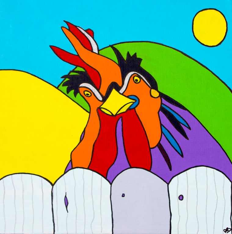 Cockerel, bright colourful pop art Giclee print
