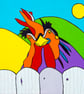 Cockerel, bright colourful pop art Giclee print - Image 1