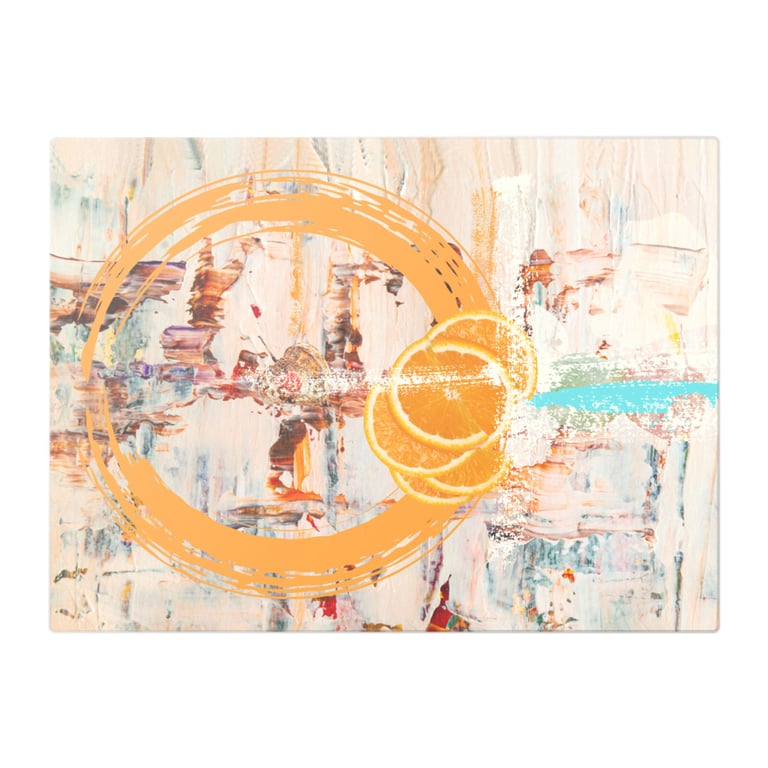 Abstract Art With Orange Slices Glass Chopping Board
