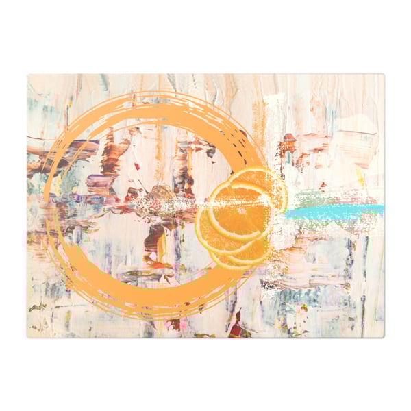 Abstract Art With Orange Slices Glass Chopping Board