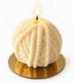 Knitted Wool Ball Candle - Orange Scented Sculptural Christmas Candle - Image 2