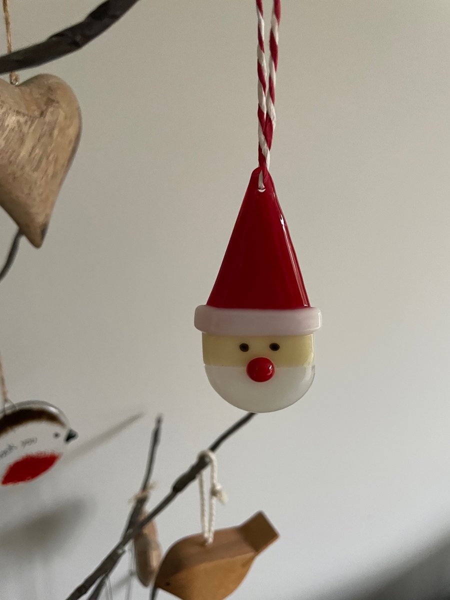 Fused glass Red Santa Christmas Decoration or Gift