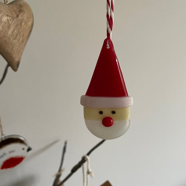Fused glass Red Santa Christmas Decoration or Gift