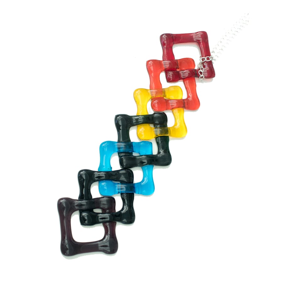 Rainbow Coloured Fused Glass Chain