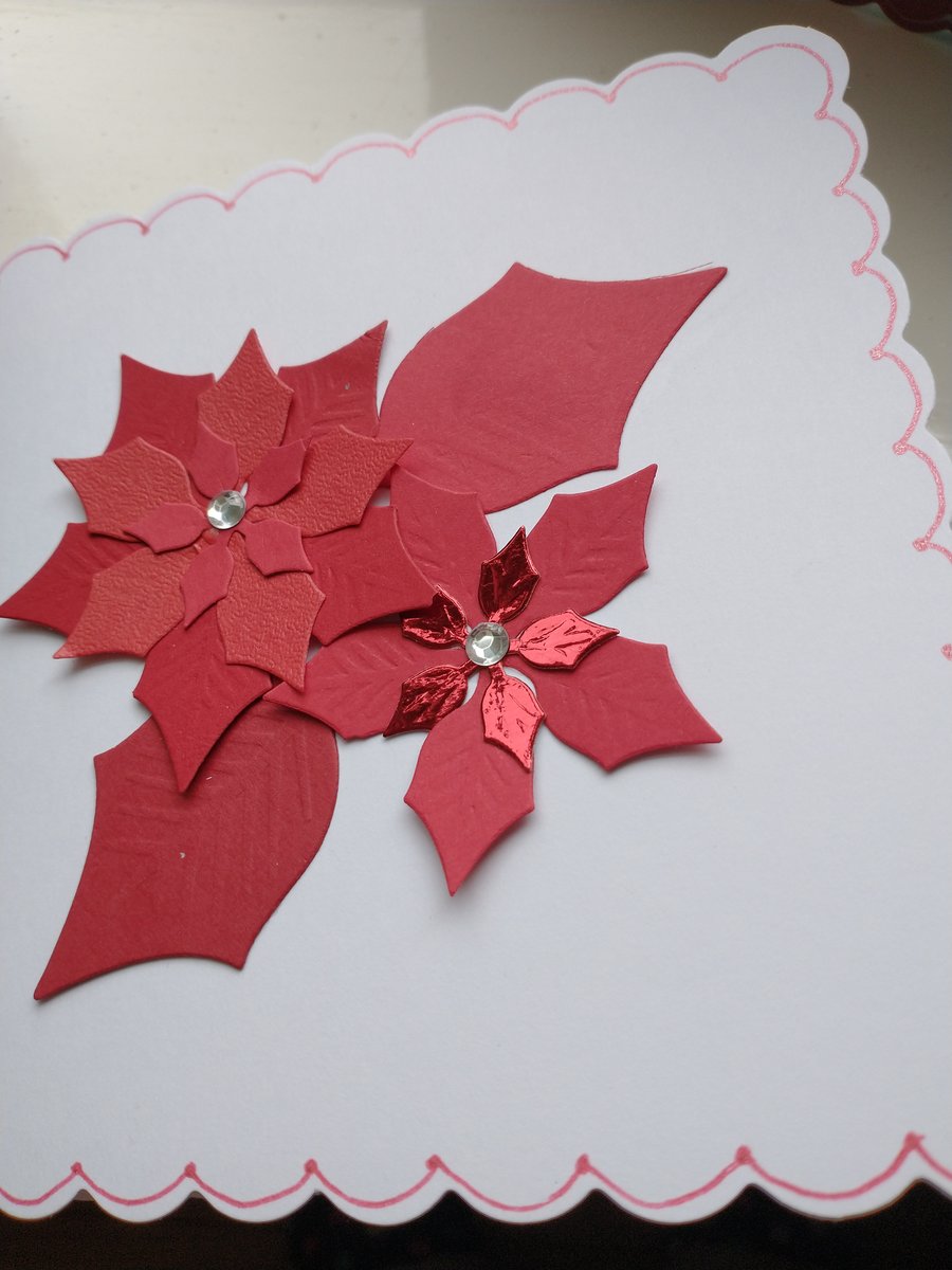 Pack of 5 poinsettia Christmas cards