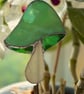 Stained glass staked mushroom - Irridescent green