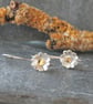 Silver primrose earrings, long silver earrings, silver botanical earrings - Image 1